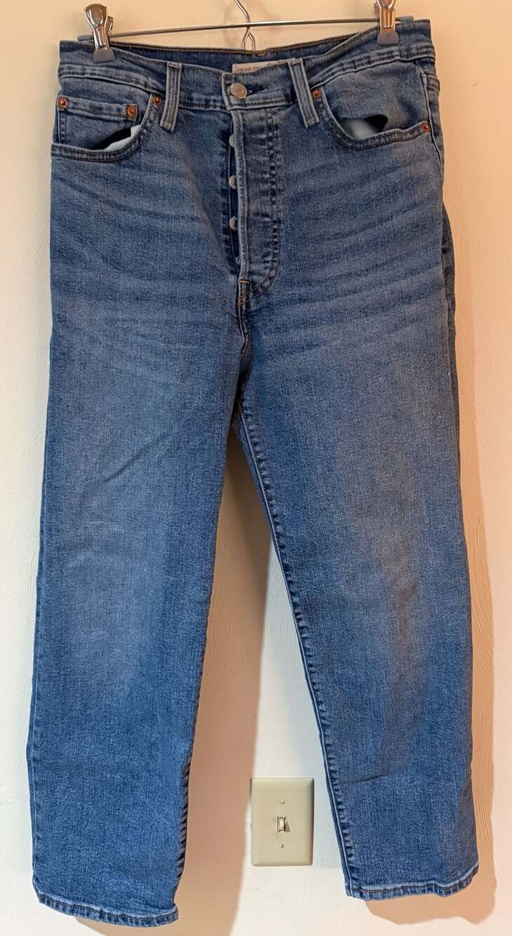 Levi’s Ribcage Straight Ankle Jeans Women’s 29 W29 L27 High Rise Button Fly